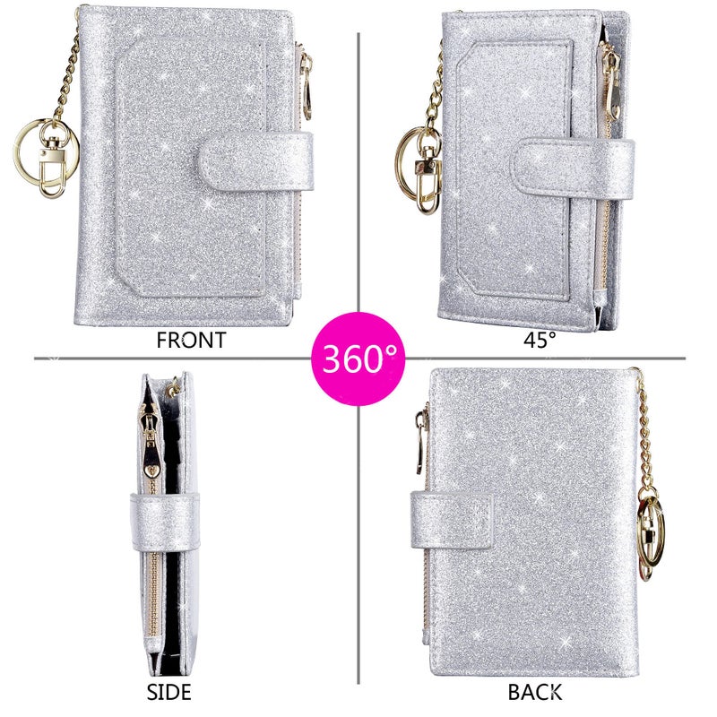 Leamekor Womens Wallets RFID Small Compact Bifold Leather Card Holder Zip Pocket - Image 4
